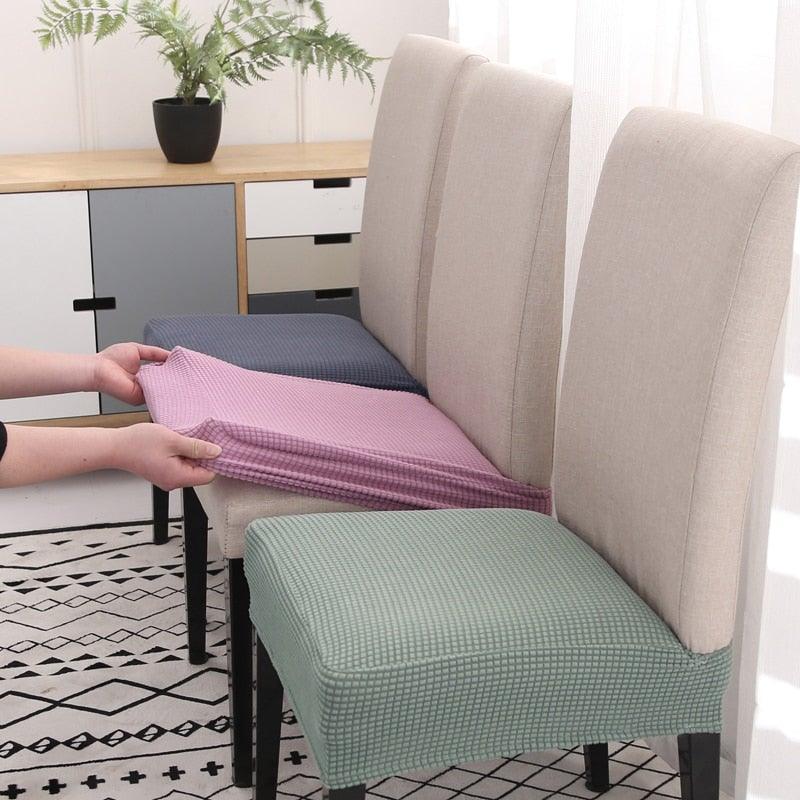 Removable Washable Anti-Dust Dinning Room Chair Seat Cushion Elastic Solid Printed Seat Cover For Chair Slipcovers For Dining Room Chair Protector Chair Cover Thick Stretch Chair Cover Removable Washable Dining Room Chair Protector Cover Seat Slipcover