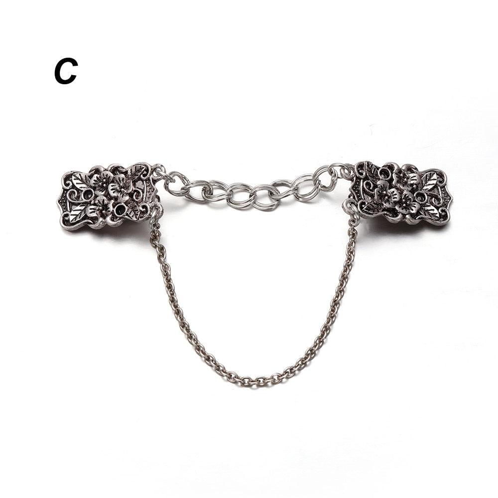 Retro Collar Clips Metal Brooch Pins Floral Scarf Buckle Clip Sweater Shawl Clip Metal Flower Safety Brooch Clip Women Flower Sweater Blouse Shawl Clips Shirt Collar Shawl Brooch Retro Clasps Charm Accessories Gift