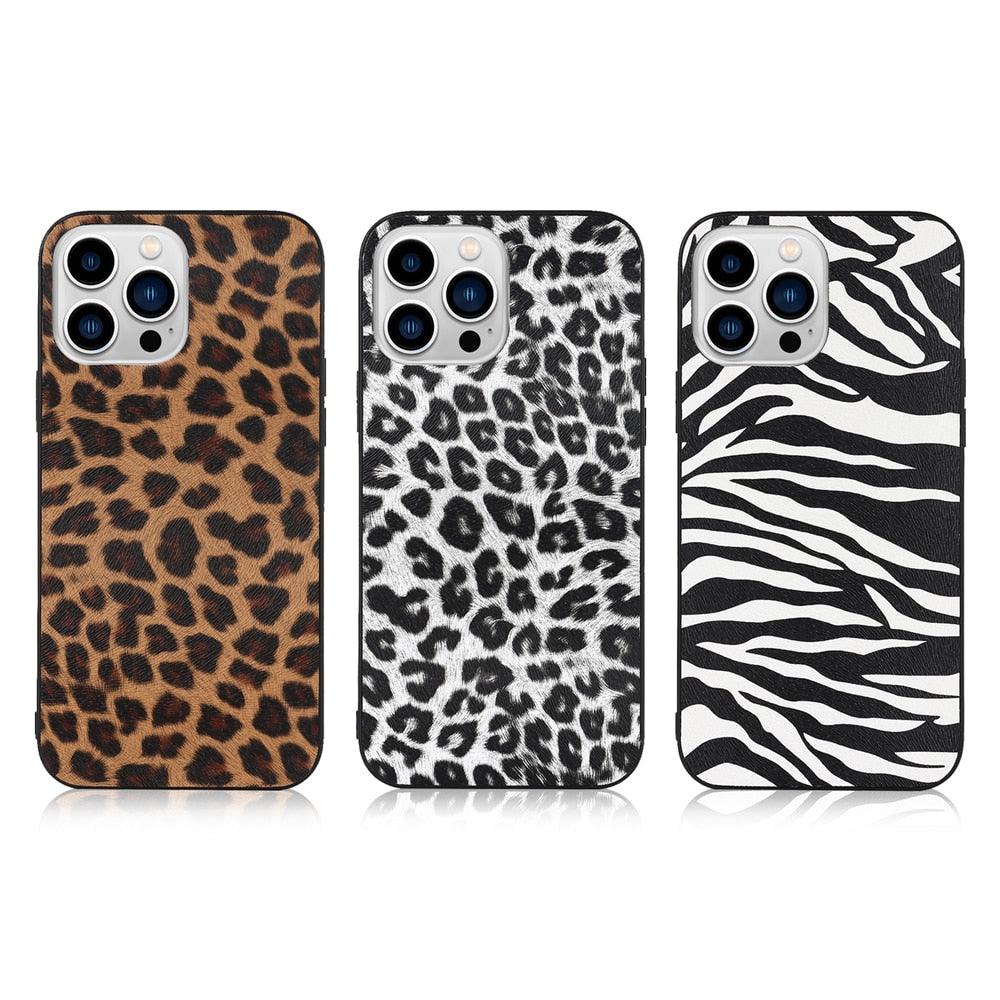 Retro Crocodile Leopard Snake Zebra Pattern Texture PU Leather Cases For iPhone 14 13 Phone Cover Unique Design Shockproof Soft Grip Leather Phone Case For iPhone