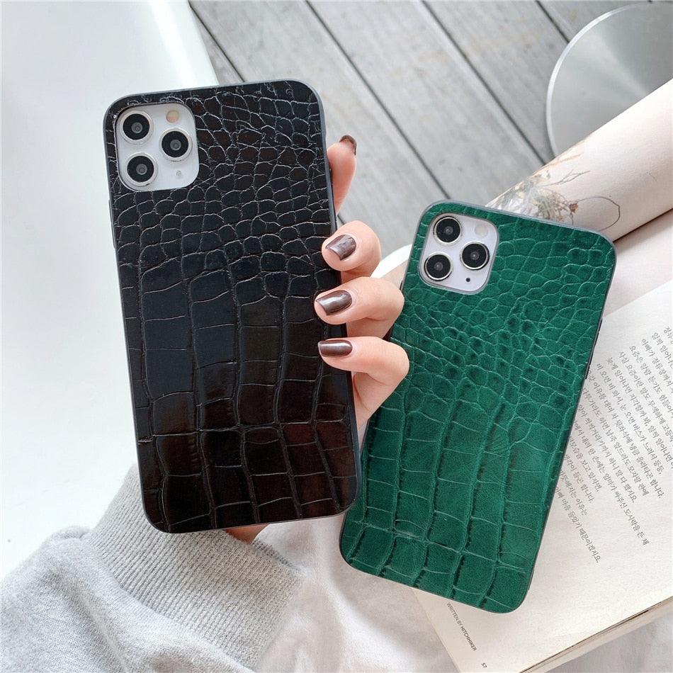 Retro Crocodile Leopard Snake Zebra Pattern Texture PU Leather Cases For iPhone 14 13 Phone Cover Unique Design Shockproof Soft Grip Leather Phone Case For iPhone