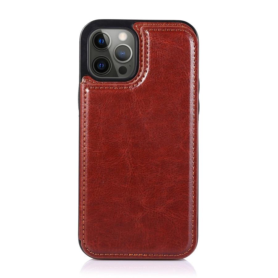 Retro PU Flip Leather Case For iPhone 14 13 12 11 Pro Max Multi Card Holder Case Cover Card Holder Leather Card Double Magnetic Closure Durable Iphone Cover