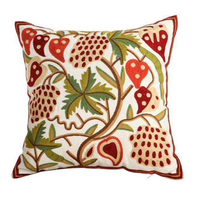 Retro Top Quality 100% Cotton Embroidery Flower Pattern Pillow Cover Home Decoration Sofa Cushion Cover Housewarming Gift Pillow Case Decorative Embroidered Pillow Cover Handmade Cotton Cover For Throw Pillows Beautiful Modern Floral Patterns 45x45cm