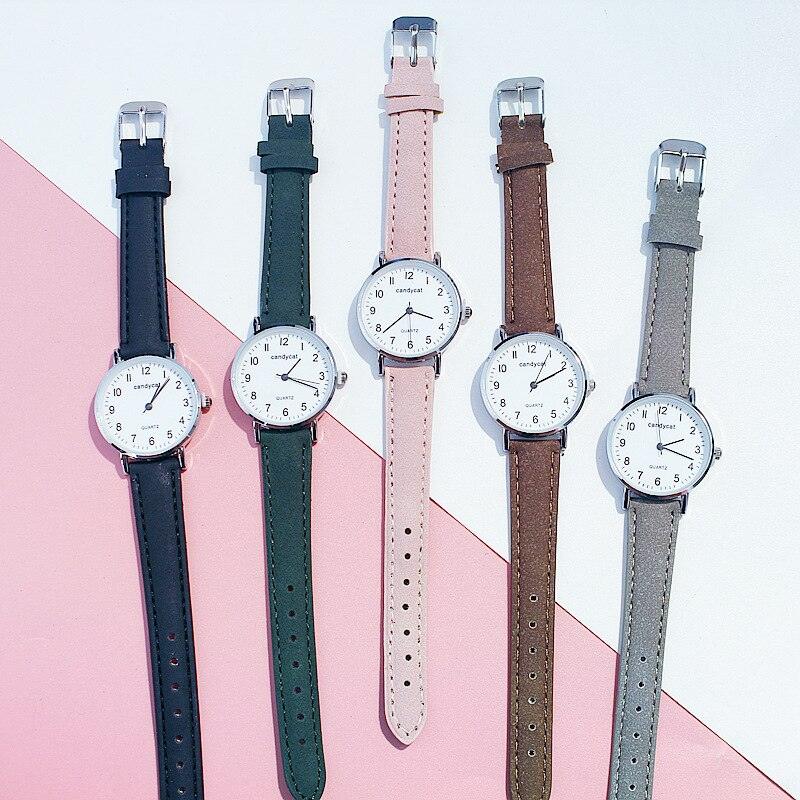 Retro Trendy Atmosphere Quartz Watch Fashion Casual Female Student Watch Ultra Thin Digital Dial Woman Children Set Bracelet Watch Leather Band Luxury Quartz Watches Fashion Creative Watch