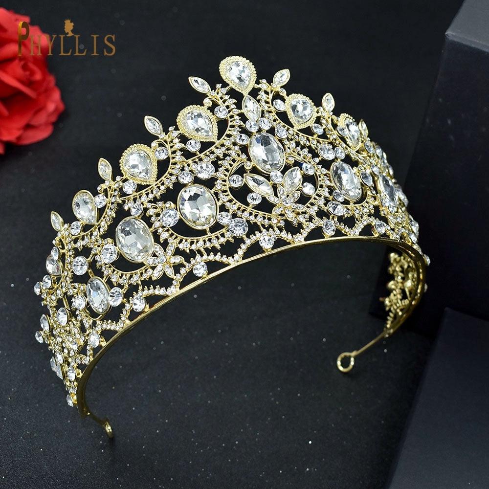 Rhinestone Wedding Crown Crystal Bridal Hair Accessories Zirconia Women Tiara Baroque Headband Bride Queen Headwear  Princess Crowns And Tiaras For Little Girls  Tiara For Little Girls Wedding Party Birthday Photography Accessories