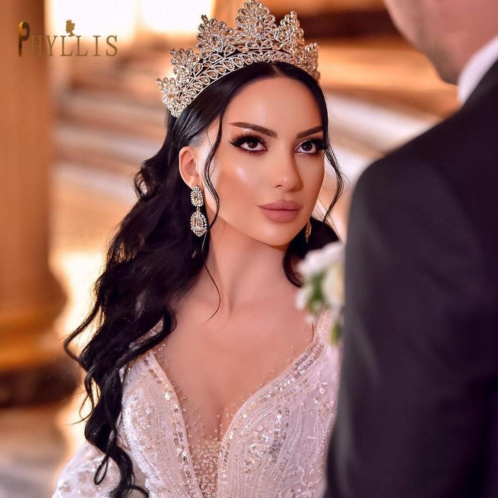 Rhinestone Wedding Crown Crystal Bridal Hair Accessories Zirconia Women Tiara Baroque Headband Bride Queen Headwear  Princess Crowns And Tiaras For Little Girls  Tiara For Little Girls Wedding Party Birthday Photography Accessories