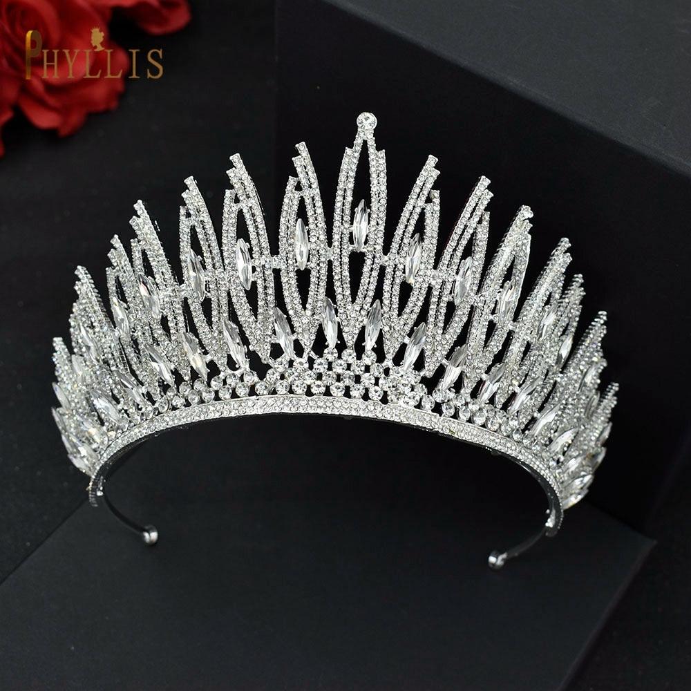 Rhinestone Wedding Crown Crystal Bridal Hair Accessories Zirconia Women Tiara Baroque Headband Bride Queen Headwear  Princess Crowns And Tiaras For Little Girls  Tiara For Little Girls Wedding Party Birthday Photography Accessories