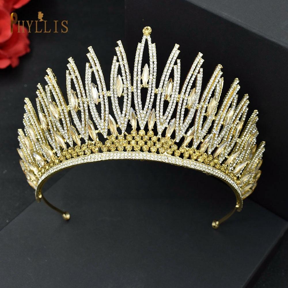 Rhinestone Wedding Crown Crystal Bridal Hair Accessories Zirconia Women Tiara Baroque Headband Bride Queen Headwear  Princess Crowns And Tiaras For Little Girls  Tiara For Little Girls Wedding Party Birthday Photography Accessories