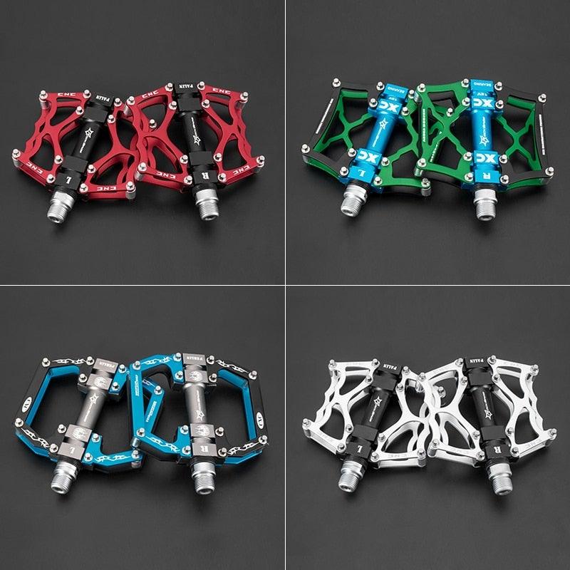 Road Bike Pedals Aluminum Alloy Anti-slip Bicycle Pedals Hollow-Carved Design Pedals Bicycle Accessories Mountain Bike Pedals Flat Bicycle Pedals Platform Cycling Sealed Bearing Aluminum Pedals For Mountain Bike