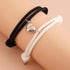 Romantic 2pcs/set Heart Magnetic Couple Bracelets Men Women Classic Black White Paired Lovers Braclet Adjustable Matching Braided Rope Bracelet Promise Friendship Bracelet Gifts For Girlfriend