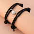 Romantic 2pcs/set Heart Magnetic Couple Bracelets Men Women Classic Black White Paired Lovers Braclet Adjustable Matching Braided Rope Bracelet Promise Friendship Bracelet Gifts For Girlfriend