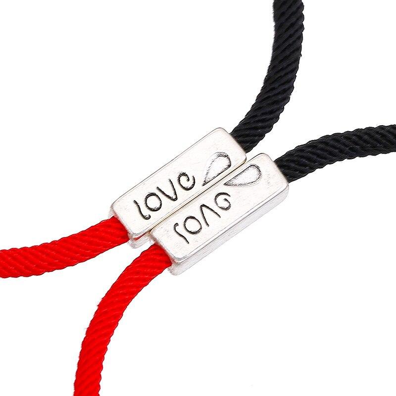 Romantic Couple Bracelet Magnet Black White Rope Adjustable Distance Paired Mutual Attraction Bracelets Vows Of Eternal Love Charms Rope Braided Adjustable Jewelry Gifts Set For Lover Women