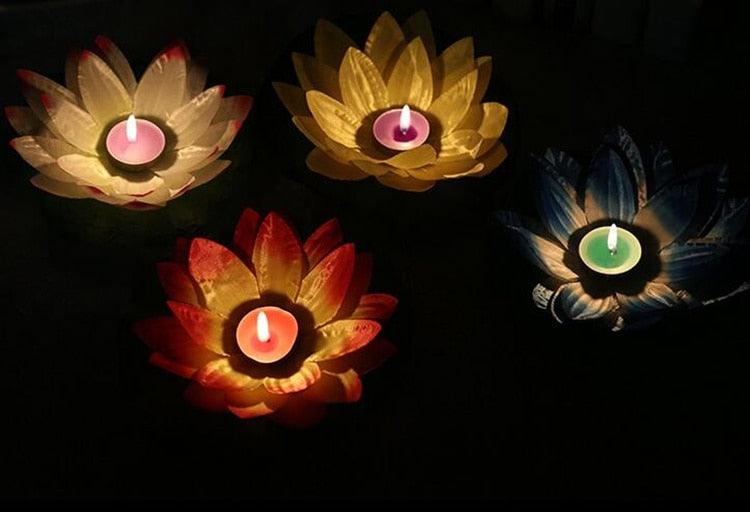 Romantic Lotus Lamps Wishing Water Floating Candle Light Birthday Wedding Party Decoration  Lotus LED Candle Floating Candle Lights Up When It Meets Water Battery Powered Flameless Candle Light Waterproof Night Light For Festival Wedding Home Garden Pond