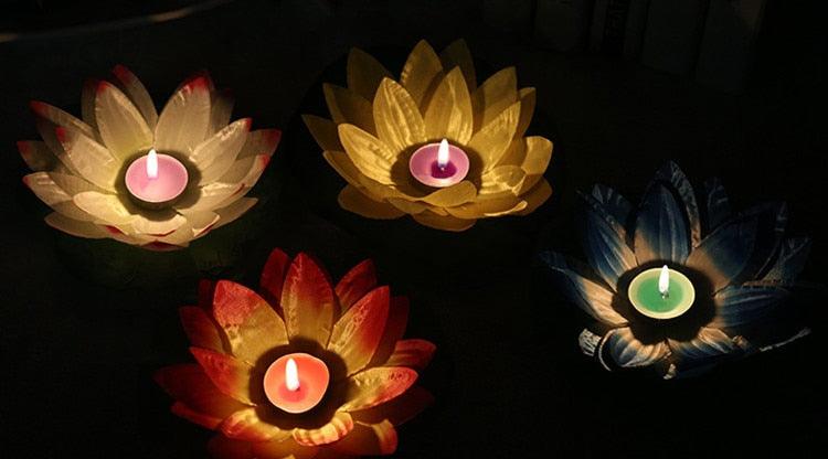 Romantic Lotus Lamps Wishing Water Floating Candle Light Birthday Wedding Party Decoration  Lotus LED Candle Floating Candle Lights Up When It Meets Water Battery Powered Flameless Candle Light Waterproof Night Light For Festival Wedding Home Garden Pond