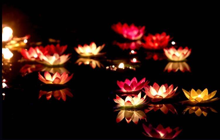 Romantic Lotus Lamps Wishing Water Floating Candle Light Birthday Wedding Party Decoration  Lotus LED Candle Floating Candle Lights Up When It Meets Water Battery Powered Flameless Candle Light Waterproof Night Light For Festival Wedding Home Garden Pond