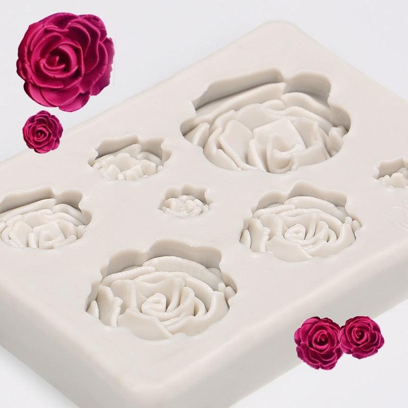 Rose Mold Flower Baking Silicone Cake Decorating Tool Pastry Fondant Sugarcraft Mould Chocolate Biscuits Cookies Kitchen Rose Silicone Fondant Mold Handmade Baking Tools