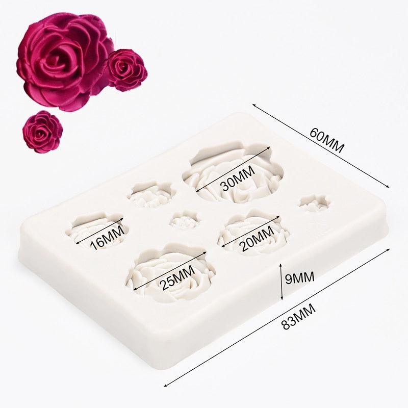 Rose Mold Flower Baking Silicone Cake Decorating Tool Pastry Fondant Sugarcraft Mould Chocolate Biscuits Cookies Kitchen Rose Silicone Fondant Mold Handmade Baking Tools