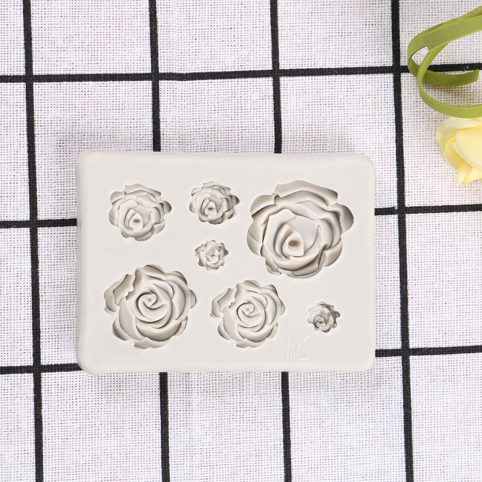 Rose Mold Flower Baking Silicone Cake Decorating Tool Pastry Fondant Sugarcraft Mould Chocolate Biscuits Cookies Kitchen Rose Silicone Fondant Mold Handmade Baking Tools