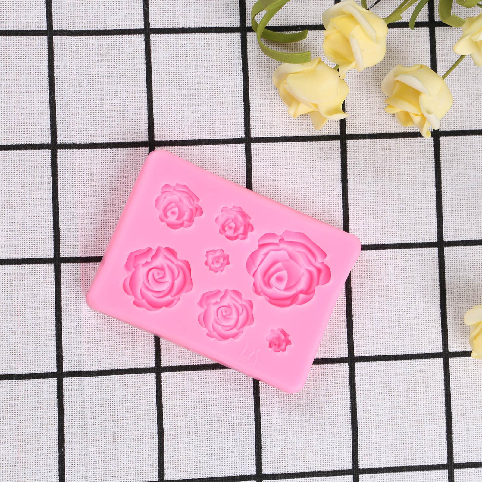 Rose Mold Flower Baking Silicone Cake Decorating Tool Pastry Fondant Sugarcraft Mould Chocolate Biscuits Cookies Kitchen Rose Silicone Fondant Mold Handmade Baking Tools