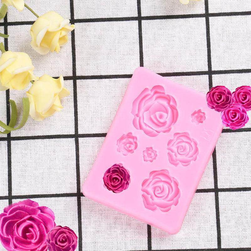 Rose Mold Flower Baking Silicone Cake Decorating Tool Pastry Fondant Sugarcraft Mould Chocolate Biscuits Cookies Kitchen Rose Silicone Fondant Mold Handmade Baking Tools