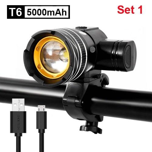 Rotatable Bicycle Light 800 Lumen Led Bike Headlight Zoom USB Rechargeable Aluminum Alloy Bike Lights Front And Back Powerful USB Rechargeable Bicycle Light Waterproof Bike Headlight Taillight 5000mAh