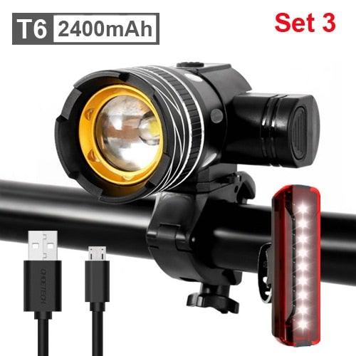 Rotatable Bicycle Light 800 Lumen Led Bike Headlight Zoom USB Rechargeable Aluminum Alloy Bike Lights Front And Back Powerful USB Rechargeable Bicycle Light Waterproof Bike Headlight Taillight 5000mAh