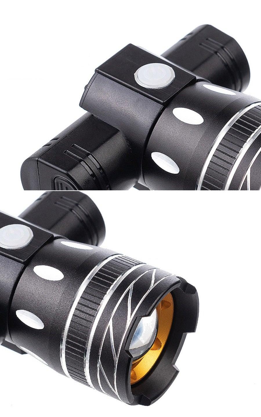 Rotatable Bicycle Light 800 Lumen Led Bike Headlight Zoom USB Rechargeable Aluminum Alloy Bike Lights Front And Back Powerful USB Rechargeable Bicycle Light Waterproof Bike Headlight Taillight 5000mAh