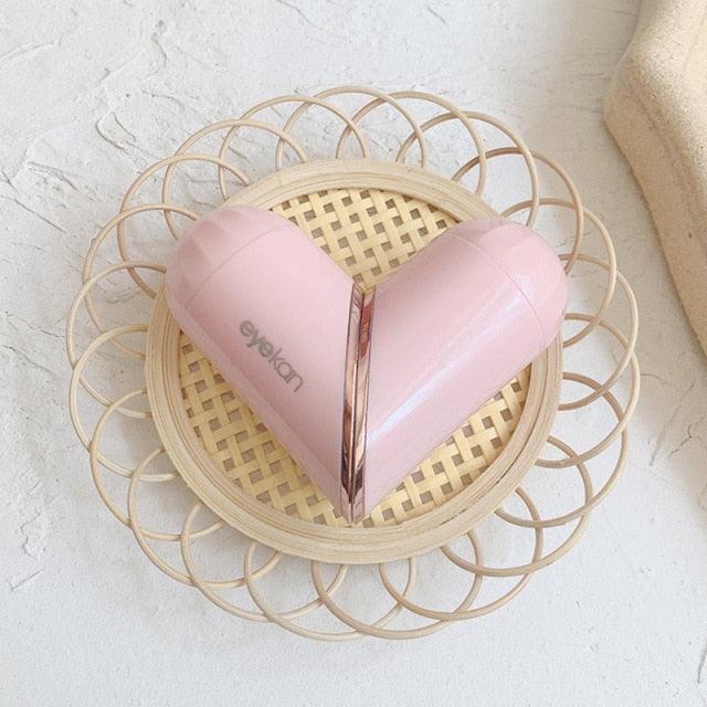 Rotating Lipstick Contact Lens Case Temperament Noble Contact Lens Case Travel Glasses Case Heart Style Design Portable Cute Contact Lens Kit Holder Container Includes Contact Lens Remover Tool