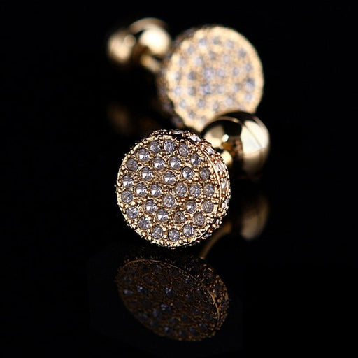 Round Crystals Cuff Links Wedding Best Man Gift Jewelry Shirt Cufflinks Gold Color Cuff Link Luxury Wedding Gorgeous Cuff Links