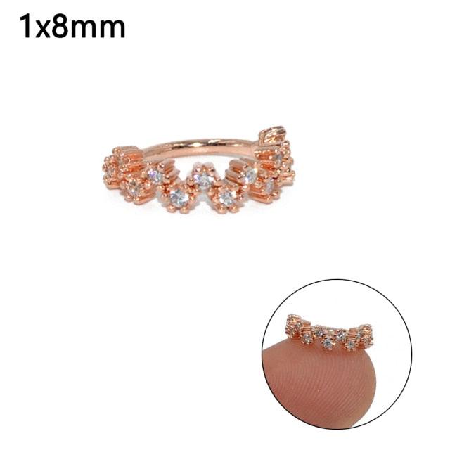 Round Zircon Bendable Gem Ring Bendable Seamless Nose Ring Surgical Steel Crystal Ear Cartilage Earring Piercing Styles Double  Nose Piercing Body Jewelry Floral Nose Layers Steel Clicker Segment Nose Hoop Rings Hinged Ear Nose Septum Piercing Women Men