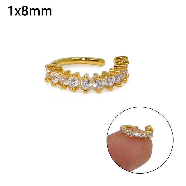 Round Zircon Bendable Gem Ring Bendable Seamless Nose Ring Surgical Steel Crystal Ear Cartilage Earring Piercing Styles Double  Nose Piercing Body Jewelry Floral Nose Layers Steel Clicker Segment Nose Hoop Rings Hinged Ear Nose Septum Piercing Women Men