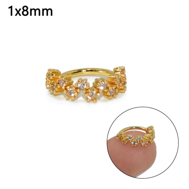 Round Zircon Bendable Gem Ring Bendable Seamless Nose Ring Surgical Steel Crystal Ear Cartilage Earring Piercing Styles Double  Nose Piercing Body Jewelry Floral Nose Layers Steel Clicker Segment Nose Hoop Rings Hinged Ear Nose Septum Piercing Women Men