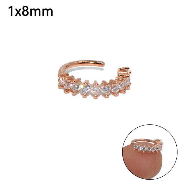 Round Zircon Bendable Gem Ring Bendable Seamless Nose Ring Surgical Steel Crystal Ear Cartilage Earring Piercing Styles Double  Nose Piercing Body Jewelry Floral Nose Layers Steel Clicker Segment Nose Hoop Rings Hinged Ear Nose Septum Piercing Women Men