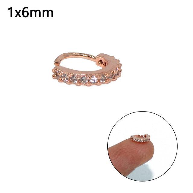 Round Zircon Bendable Gem Ring Bendable Seamless Nose Ring Surgical Steel Crystal Ear Cartilage Earring Piercing Styles Double  Nose Piercing Body Jewelry Floral Nose Layers Steel Clicker Segment Nose Hoop Rings Hinged Ear Nose Septum Piercing Women Men