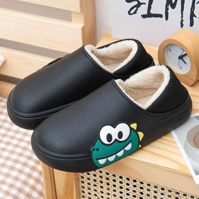 Rubber Beach Slides Waterproof Women Men's Slippers Sandals Cotoon Fur Thick Sole Winter Home Bath Shoes Memory Foam Bedroom Slippers Indoor Shoes Fuzzy Garden Waterproof Slippers