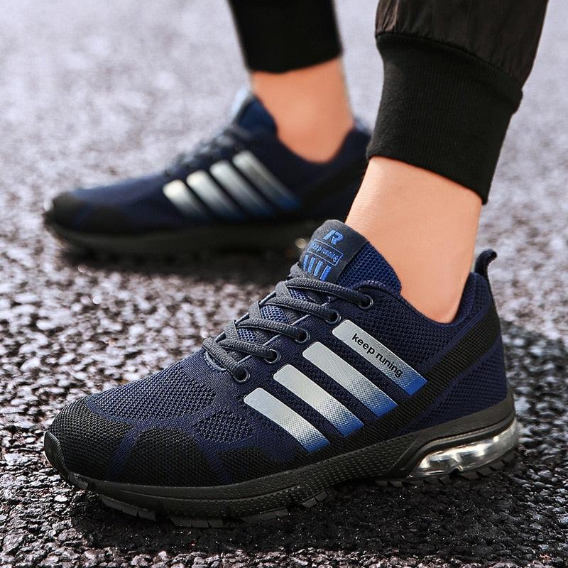 Running Mens Sport Elegant Sneakers Air Cushion Sneakers Lace Up Low Top Jogging Shoes Man Athletic Footwear Breathable Comfortable Athletic Running Sneakers