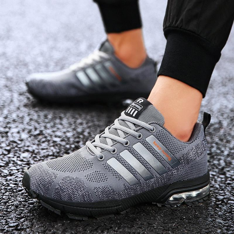 Running Mens Sport Elegant Sneakers Air Cushion Sneakers Lace Up Low Top Jogging Shoes Man Athletic Footwear Breathable Comfortable Athletic Running Sneakers