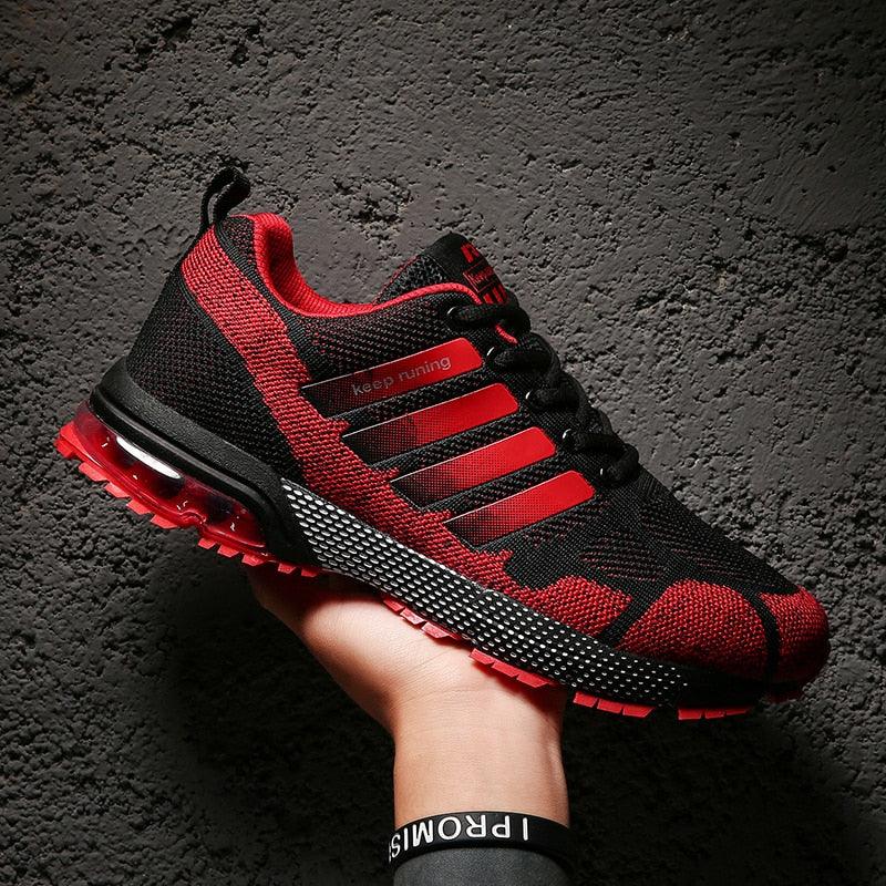 Running Mens Sport Elegant Sneakers Air Cushion Sneakers Lace Up Low Top Jogging Shoes Man Athletic Footwear Breathable Comfortable Athletic Running Sneakers