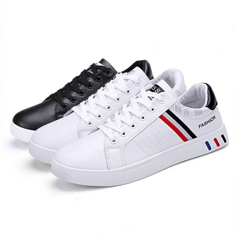 School Casual Leather Mens Sneakers Fashion Flat Outdoor Sneakers Classic Sports Flat Low Top Sneaker Lace-up Fashion Walking Jogging Non Slip Athletic Comfortable Mens Sneakers