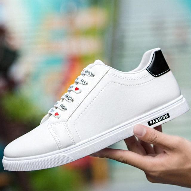 School Casual Leather Mens Sneakers Fashion Flat Outdoor Sneakers Classic Sports Flat Low Top Sneaker Lace-up Fashion Walking Jogging Non Slip Athletic Comfortable Mens Sneakers