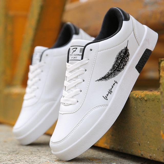 School Casual Leather Mens Sneakers Fashion Flat Outdoor Sneakers Classic Sports Flat Low Top Sneaker Lace-up Fashion Walking Jogging Non Slip Athletic Comfortable Mens Sneakers