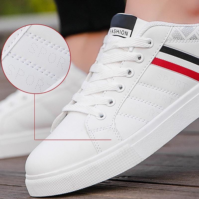 School Casual Leather Mens Sneakers Fashion Flat Outdoor Sneakers Classic Sports Flat Low Top Sneaker Lace-up Fashion Walking Jogging Non Slip Athletic Comfortable Mens Sneakers