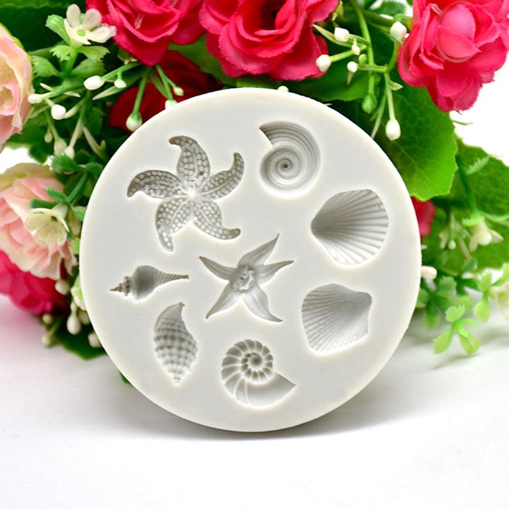 Sea Creatures Conch Shell Silicone Mold Cake Circumference Mold Soft Candy Cake Fondant Decoration Tools Baking Mold Sea Creatures Conch Starfish Shell Silicone Molds Cake Decorating Fondant Cake Candy Creative Chocolate Shell Baking Mold