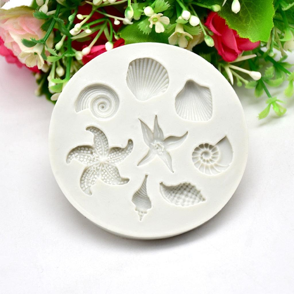 Sea Creatures Conch Shell Silicone Mold Cake Circumference Mold Soft Candy Cake Fondant Decoration Tools Baking Mold Sea Creatures Conch Starfish Shell Silicone Molds Cake Decorating Fondant Cake Candy Creative Chocolate Shell Baking Mold