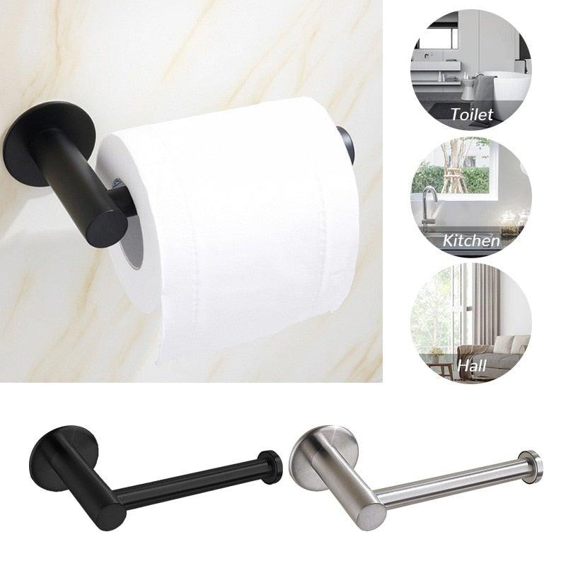 Self-Adhesive Stainless Steel Toilet Roll Paper Holder Organizers Bar Towel Ring Rail Rack Non-Drilling Toilet Accessories Toilet Paper Holder Wall Mounted Stainless Steel Toilet Roll Holder Brushed Nickel Toilet Tissue Holder For Bathroom