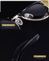 Semi Rimless Frame Driving Sunglasses Men Black Business Design Sun Glasses Stylish Cool Polarized Sunglasses For Men  Retro Frame New Driving Sunglasses Outdoor Round Shaped Elegant Shades  Comfortable Eyewear