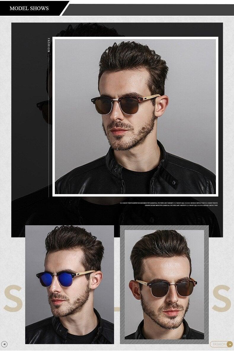 Semi Rimless Frame Driving Sunglasses Men Black Business Design Sun Glasses Stylish Cool Polarized Sunglasses For Men  Retro Frame New Driving Sunglasses Outdoor Round Shaped Elegant Shades  Comfortable Eyewear