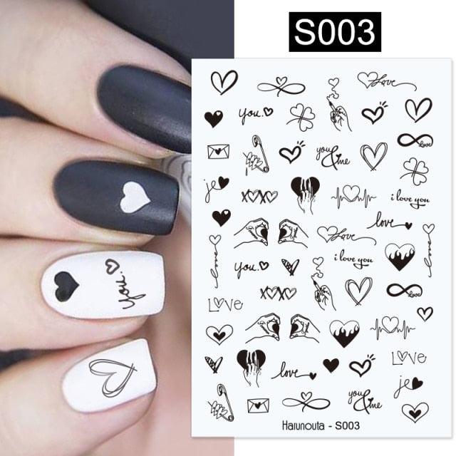 Sexy Lady Shaped 3D Nail Stickers Character Face Image Leaves Flower Decals Slider Black White Nail Art Decoration Manicure Decoration Nail Art Supplies 3D Self-Adhesive Nail Decals Designer Nail Stickers for Acrylic Nails