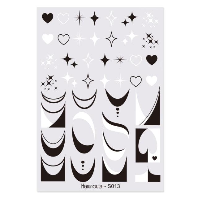 Sexy Lady Shaped 3D Nail Stickers Character Face Image Leaves Flower Decals Slider Black White Nail Art Decoration Manicure Decoration Nail Art Supplies 3D Self-Adhesive Nail Decals Designer Nail Stickers for Acrylic Nails