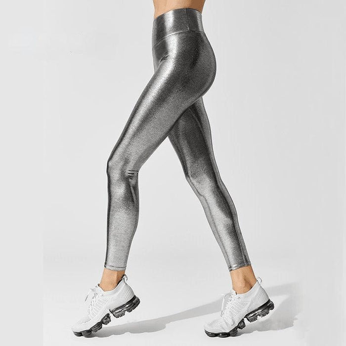 Buy Women's Skinny Shiny Satin Lycra Leggings Grey (M) at