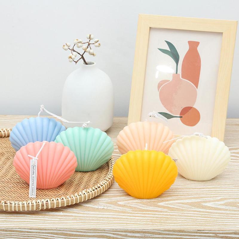 Shell candle Soy Wax Scented Candle Seashell Scented Candles Aesthetic Trendy Candles Hand Poured Soy Wax Candle Handmade Shell Shape Candle Seashell Candle For Room Decor